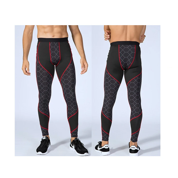 

Men's Fitness Checkered Stitching Sports Running Training High-Elastic Custom Logo Youth Cross Compression Shaping Pants, 5 colors