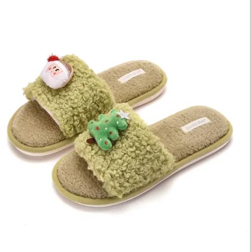 

Christmas Custom Cute Indoor Sbedroom House Slippers Women Slippers, Yellow, green, beige, gray, pink