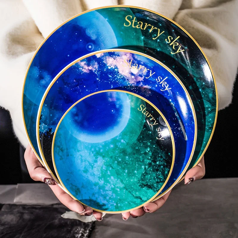 

Nordic Theme Starry Sky Dinner Plate Creative Plate Sizes Custom Dinner Sets Steak Breakfast Plate Tableware Set