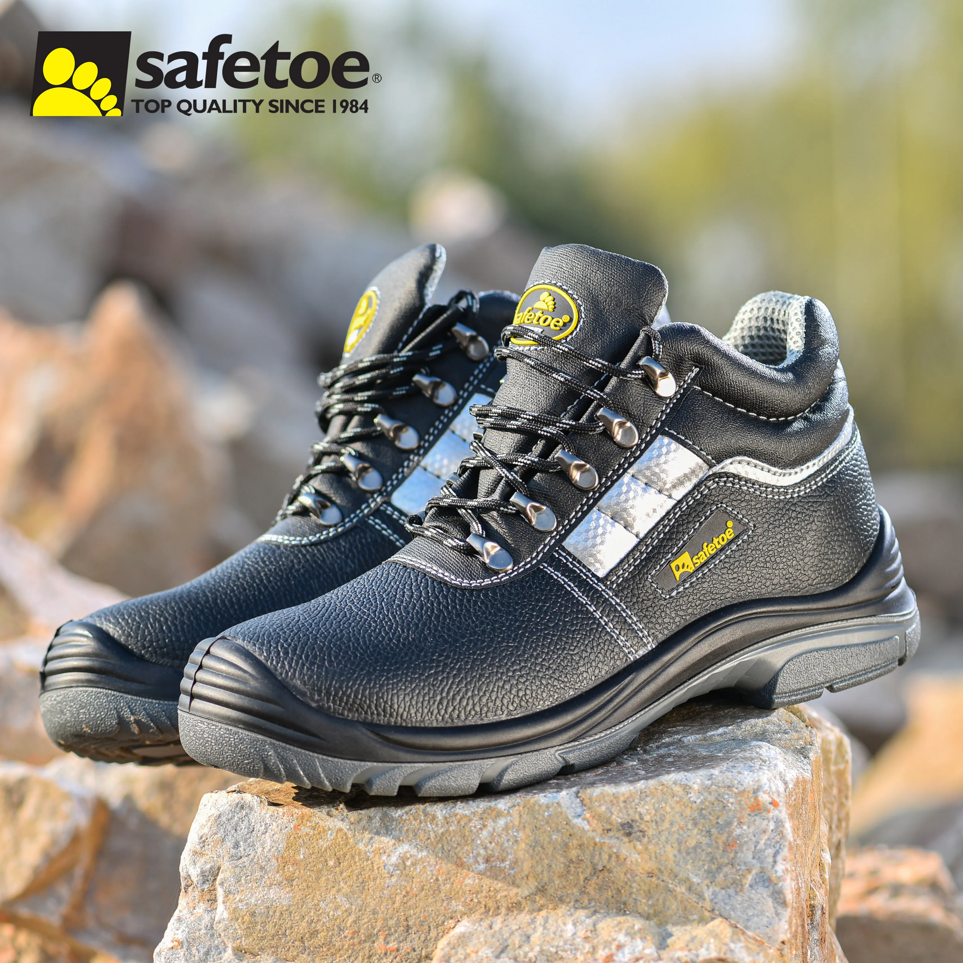 

Safetoe Steel Toe Cow Leather Industry S3 Industrial Safety Shoe Men's ESD Construction Protective Security Work Shoes