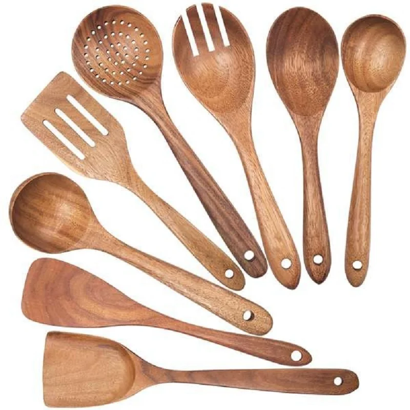 

Kitchen Accessories Cooking Spatula Set Wooden Strainer Spoon Tableware Teak Wooden Spatula wooden cooking tool