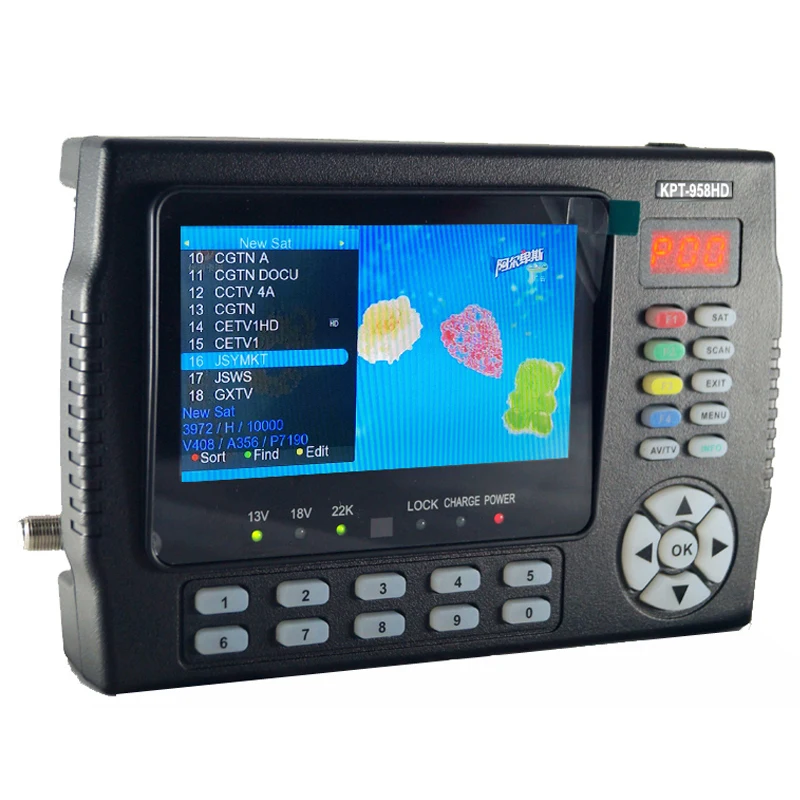 

KPT-958HD LED Portable Multifunctional DVB/S/S2 with 4.3inch Handheld HD Satellite Dish Receiver Finder Meter