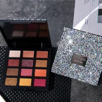 

2020 New Arrive 12 Colors Private Label Eyeshadow Palette Custom Glitter Eye Shadow Palette With Diamond Box