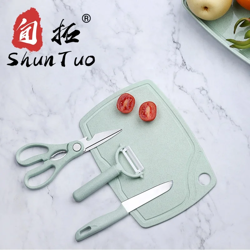 

SHUNTUO Multifunctional Five Piece Set Kitchen Accesories Kitchen Wheat Straw Knife Set Stainless Steel Eco-friendly, Customerized product