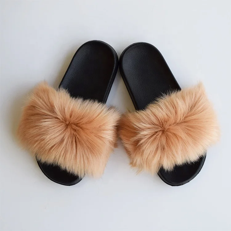 

2023 spring women fur slides fashion mixed-colours fur slides for home outside women slides