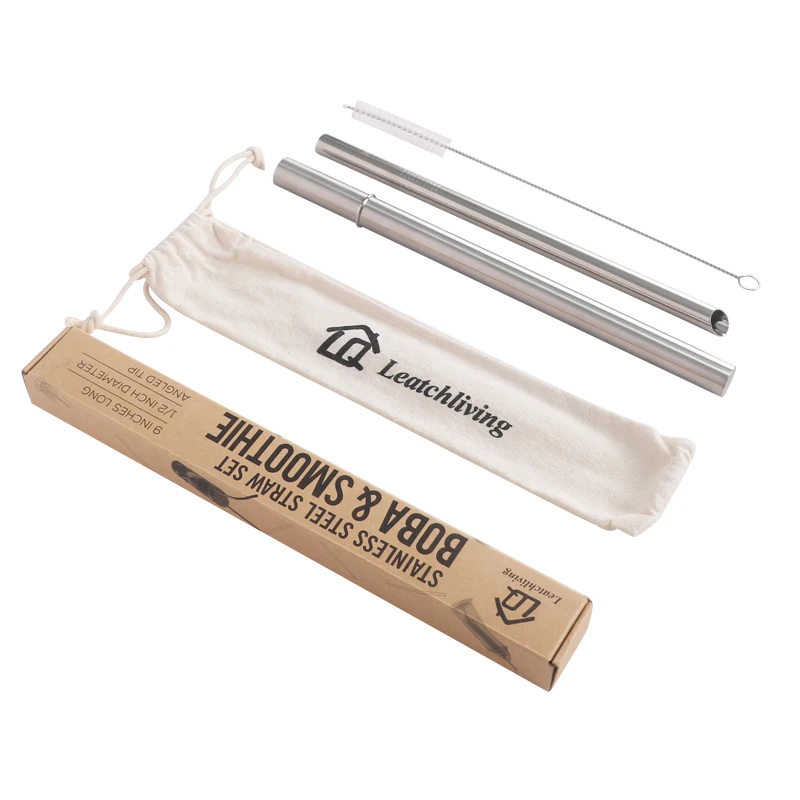Leatchliving Portable Stainless Steel Boba Straw with Metal case Set 