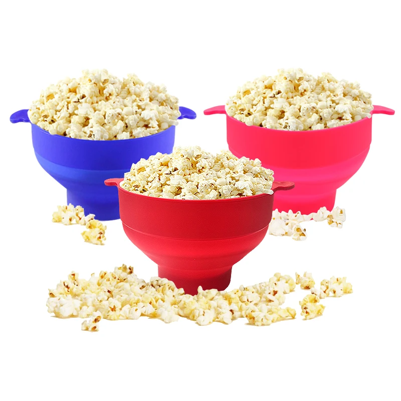 Collapsible Silicone Microwave Popcorn Maker with Lid BPA Free Healthy Homemade Popcorn Popper