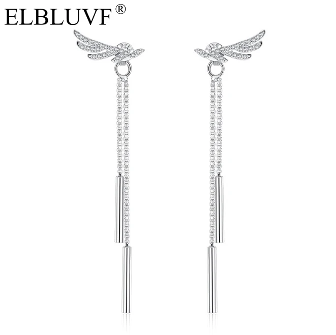 

ELBLUVF Free Shipping Japan Korea Silver White Gold Plated Temperament Butterfly Wings Earrings For Women