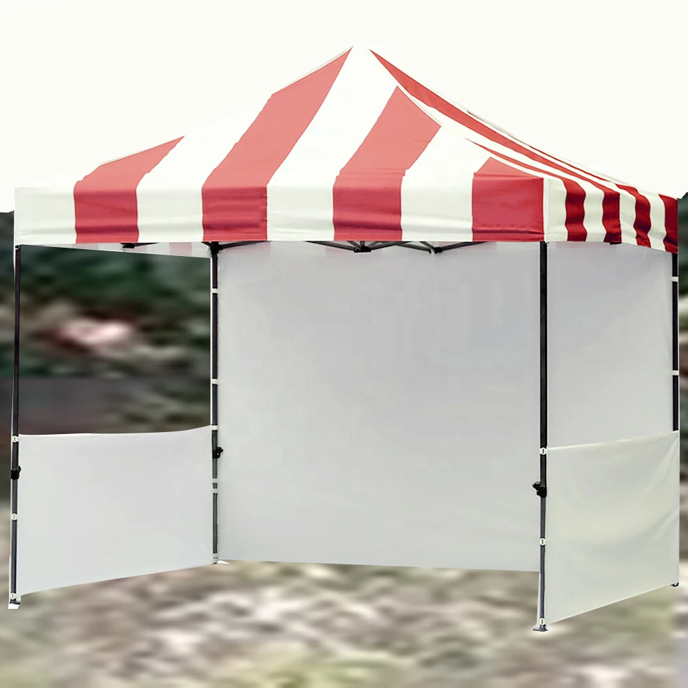 

Black iron frame folding Red and White Striped Canopy Tent