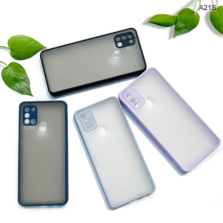

Wholesale Camera Protection Shockproof Soft Rubber Paint Hard Back Cell Phone Covers Case For Samsung Galaxy A21S