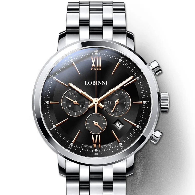 

LOBINNI 3605 Quartz Watch Brand Men Waterproof Reloj Para Hombre Factory Direct Manufacturer Luxury Man Watches Stainless Steel