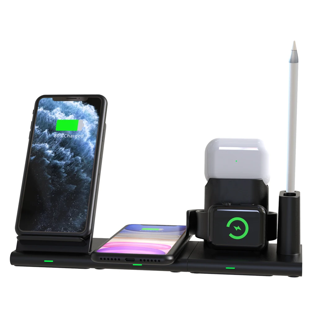

New technology Multi combination Wireless charger kit for iPhone all qi-enabled devices, AirPods Apple watch and Pencil, Black, customized