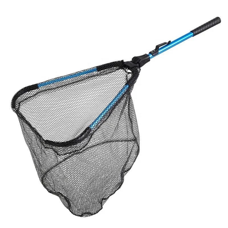 

TY Folding Fishing Landing Net Telescopic Retractable Soft Rubber Net Mesh Handle Fly Fishing Nets Tackle, Photo