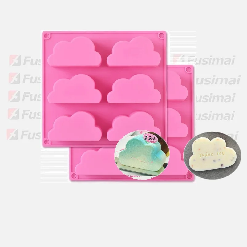 

Fusimai 6 Holes Chocolate Silastic 3D Lotion Bars Craft Art Molding Silicone Pudding Clouds Soap Mold