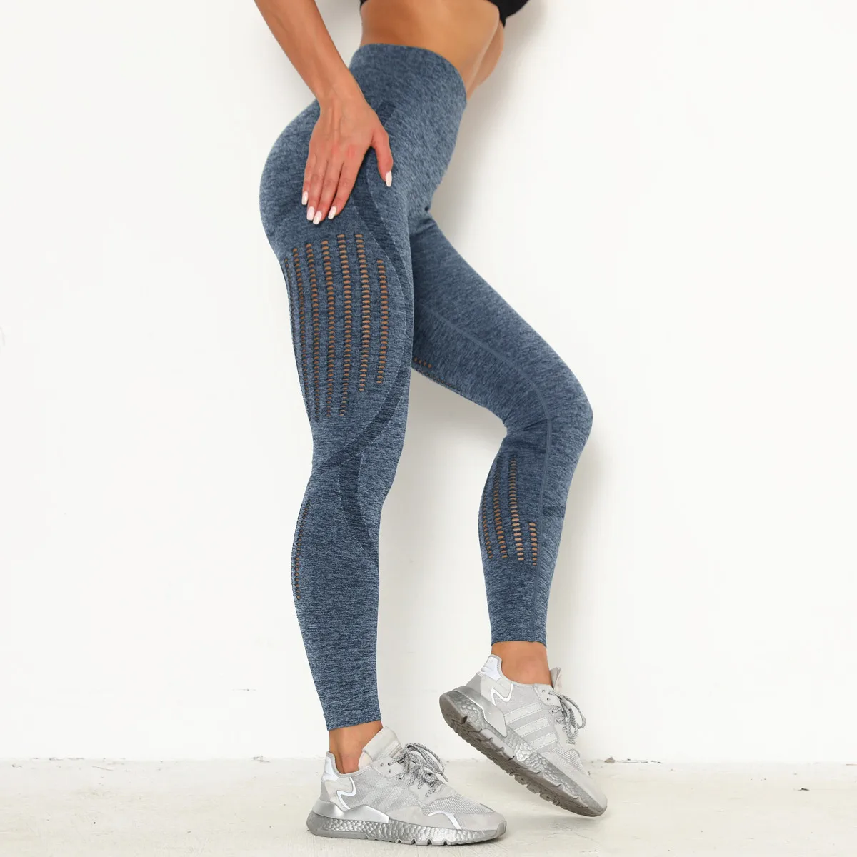 

2021Seamless Leggings Women Squat Proof Yoga Pants High Waist Running Elastic Hollow Active Fitness Sports Tights Breathable