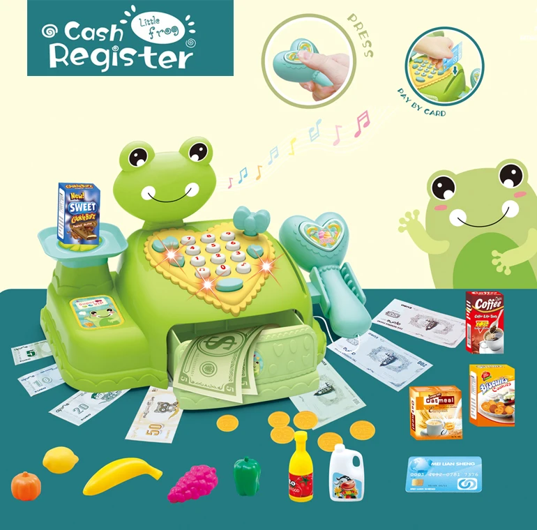 Pretend Play Lighting Musical Super Market Cash Register Toy Educational Electric plastic Cash Register Toys For Children