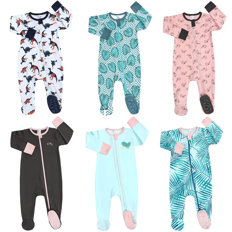 

Baby Clothes Boys Casual Clothing Newborn Girl Jumpsuits Toddler Print Zipper Romper Newborn Bodysuit baby clothes baby pyjamas, Turquoise, gray, white