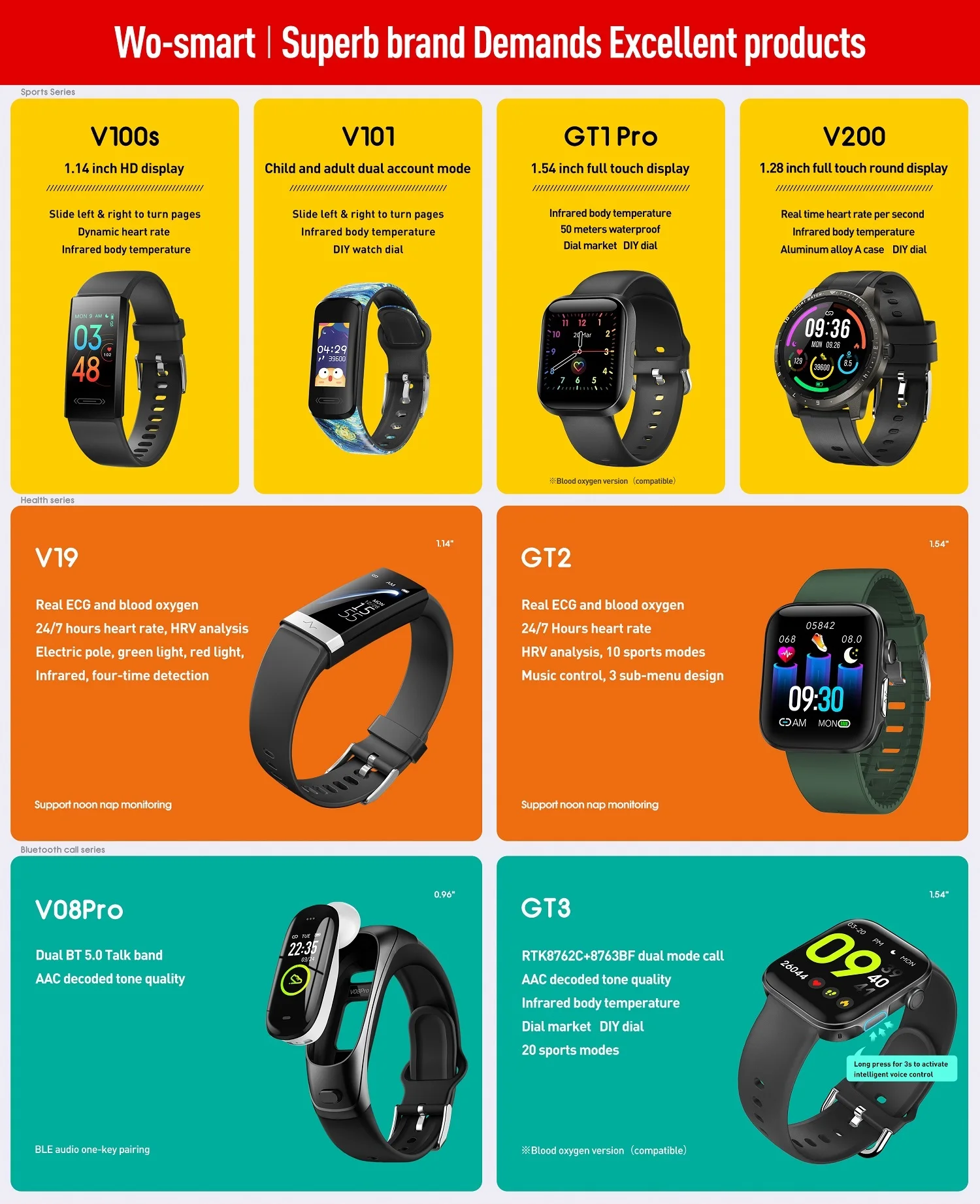 Wosmart Original Smart Watch 1.3inch Waterproof Ip68 Smart Wrist Watch