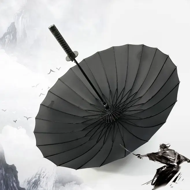 

16 Ribs Stylish Fiberglass Long Samurai Sword Katana Umbrella with Sleeve, Customized