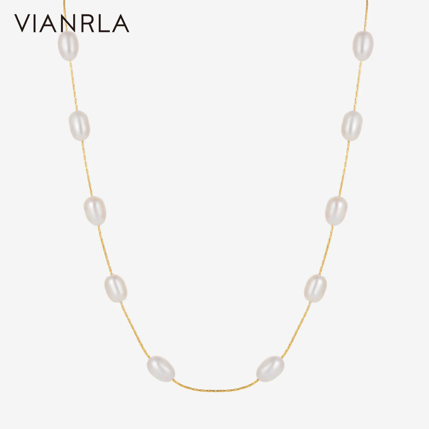 

VIANRLA Necklace 925 Sterling Silver Pearl Jewelry 18K Gold 48cm Chain Women Necklace Jewelry Set