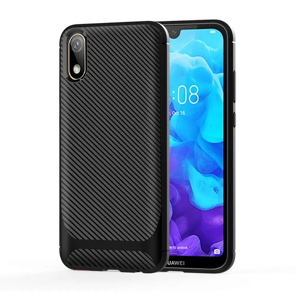 

HOCAYU Amazon Universal Slim Frosted Matte Rubber Carbon Fiber Phone Case For Huawei Y5 Y6 Y7 2019