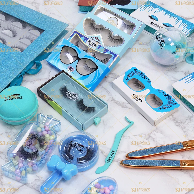 

3D Mink Lash With Blue Eyelashes Package With Lashes, Natural black mink eyelash