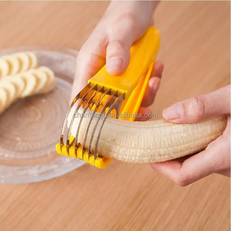 

Multifunctional Stainless Steel Vegetable Fruit Safe Cutter Kitchen Tools Food Grade Banana Slicer