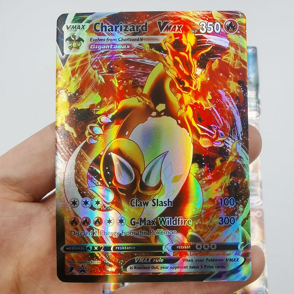 

100pcs Factory 2021 New Pokemon Cards Holographic Bord Game Vmax GX EX Team Energy Trading Card Game English Version Kids Gift
