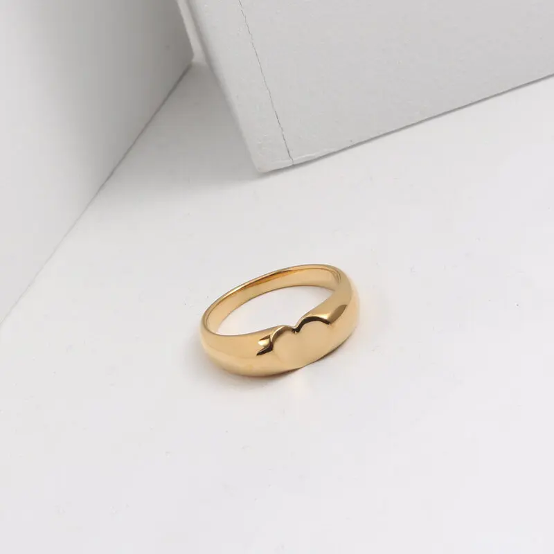 

Fashion Simple Heart Ring Factory Direct Sell 18K Gold Filled Recessed Heart-Shaped Dainty Heart Ring