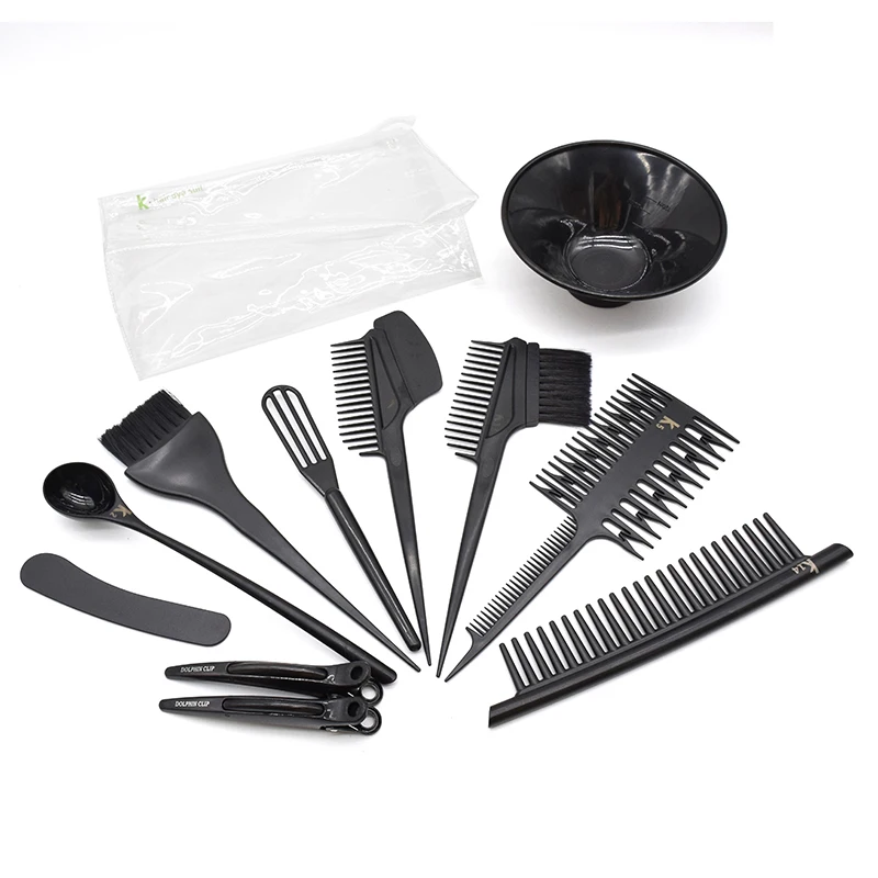 

Household Hair Coloring Comb Brush Bowl 8 in One Set Dyeing Hair Tool Tint Brush Bowl Set, Black