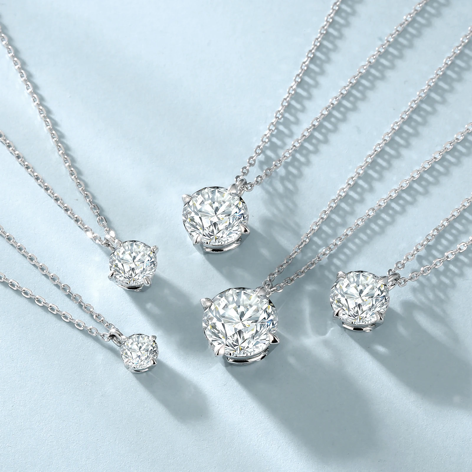 Moissanite Pendant Chain 1CT 2CT 3CT 4CT 14K White Gold Plated 925 Silver VVS GRA D Color Ideal Cut Diamond Necklace for Women
