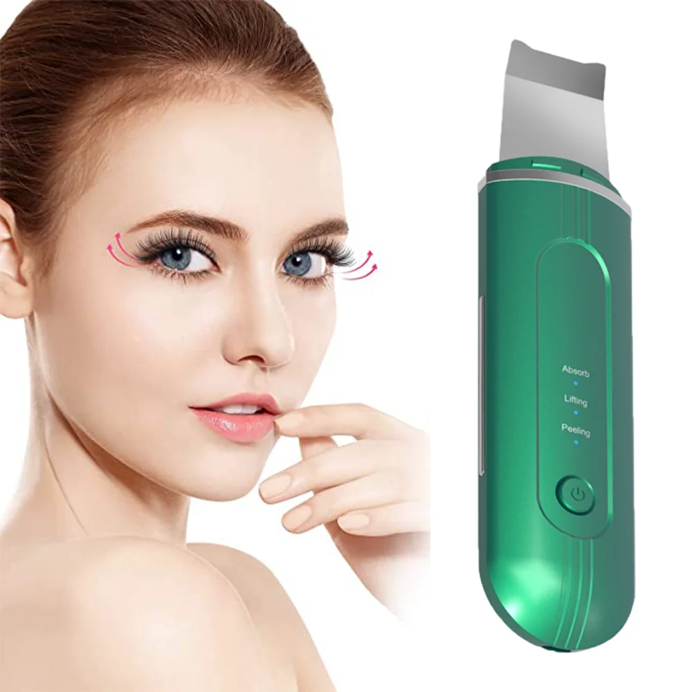

Ultrasonic Skin Scrubber Rechargeable Ion Deep Face Cleaning Acne Blackhead Removal Exfoliating Cleaner Tool Peeling Spatula