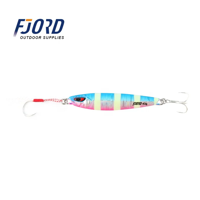

Fjord In Stock 7/10/20/30/40/60G Fishing Lure jig Metal With Single And Strong Triple Hooks, 6 color