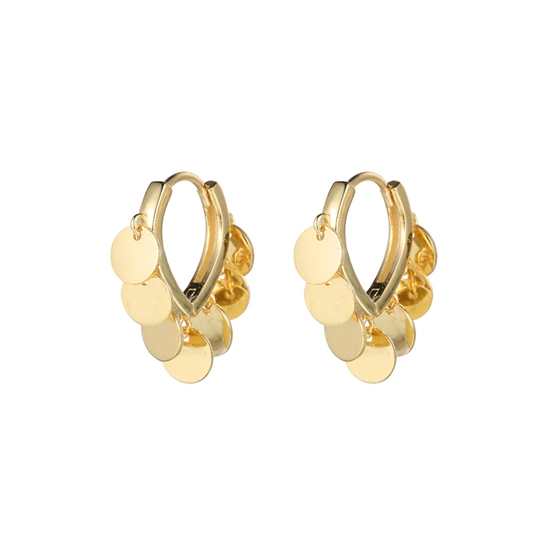 

Exaggerated Earring Jewelry Women Round Sequins Tassel Drop Hoop Earrings