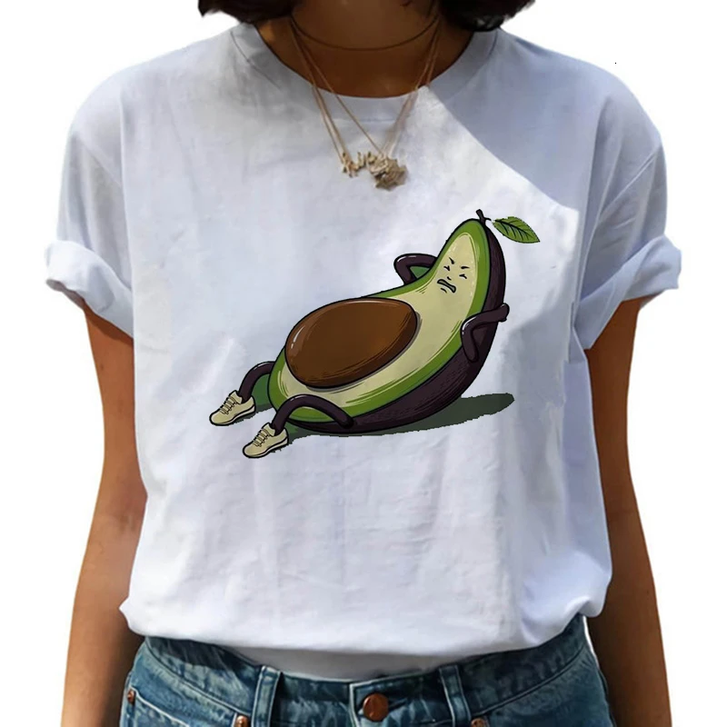

Mzl's Love Avocado Harajuku Kawaii Cartoon T-shirt Hipster Short Sleeve Shirt 90s Fashion T Shirts Women Tshirt Femme Tops Tee