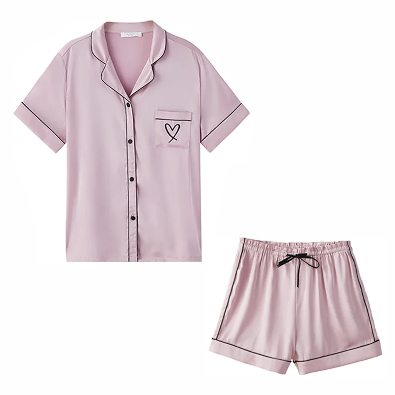 

Summer silk pajamas 2 piece short set women two piece satin pajamas custom lounge wear