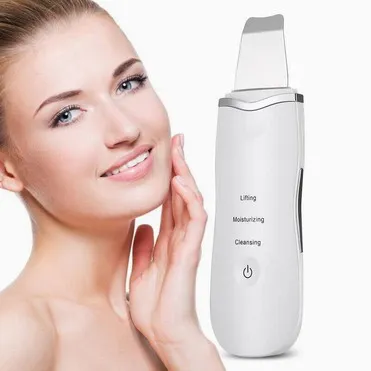 

Amazon Hot Selling Portable Ultrasonic Spatula Facial Device Skin Massager Shovel Ultrasonic New Skin Deep Peeling Skin Scrubber, White+black