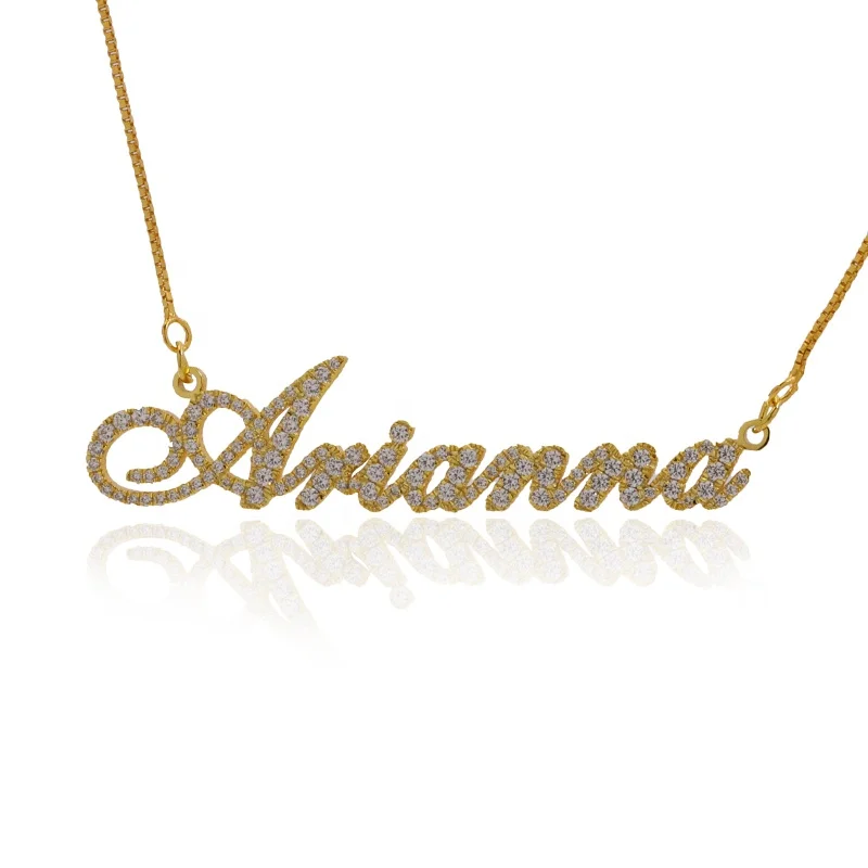 

18k Gold Plated Name Letter Diamond Necklace Personalized Women Jewelry Custom Sterling Silver Initial Pendant Choker Necklace, Silver/gold/rose gold