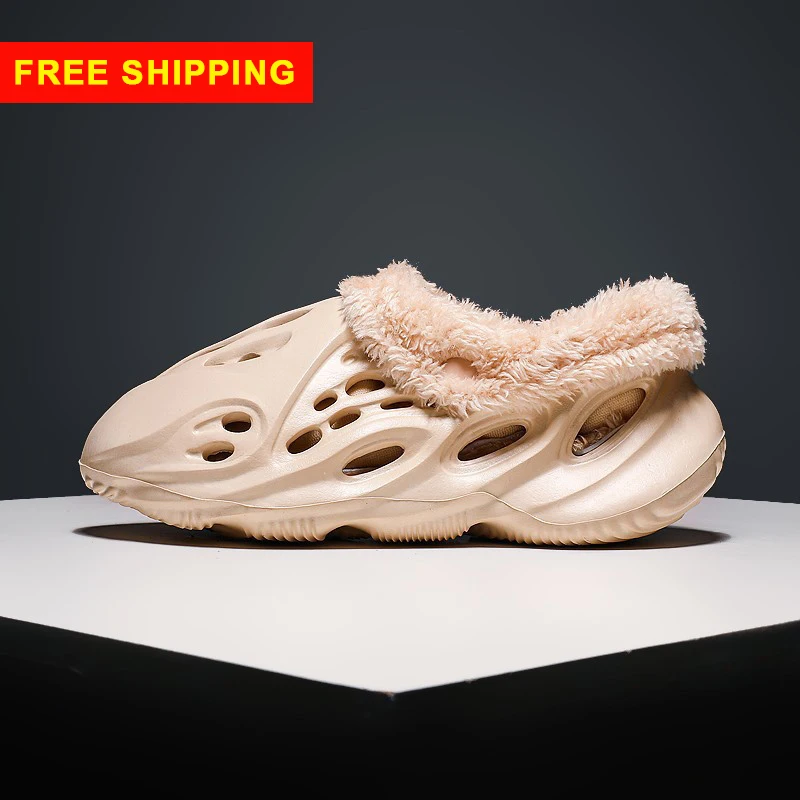 

Free Shipping winter furry eva foam sneaker slip on slippers Rubber Sandals Beach runner Shoes for men barefoot quick dry