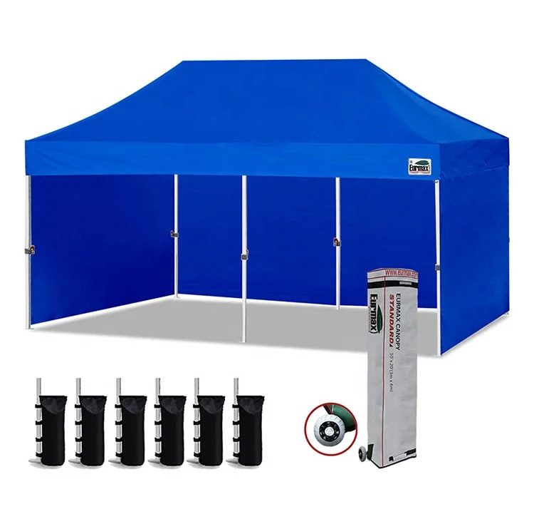 

Eurmax 10x20ft Pop up Canopy with 4 Sidewalls Outdoor Sunshade Tent Event Trade Show Canopy Royal Blue