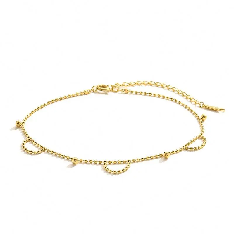 

Fanze XF05280BOWO Bead Chain Gold Plated Anklet Stainless Steel Foot Jewelry For Women