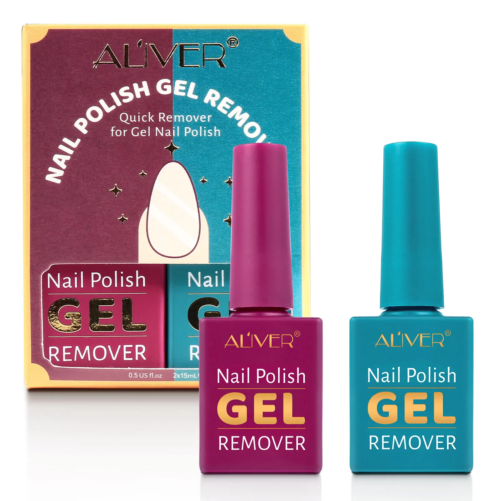 

2 pack nail polish gel remover that quickly and easily removes nail gel in 3-5 minutes