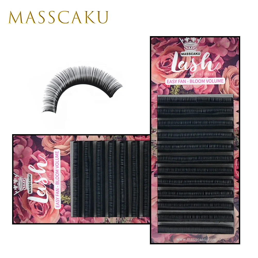 

MASSCAKU Easy Fanning Volume Eyelashes One Second Flower Eyelash Extension, Black