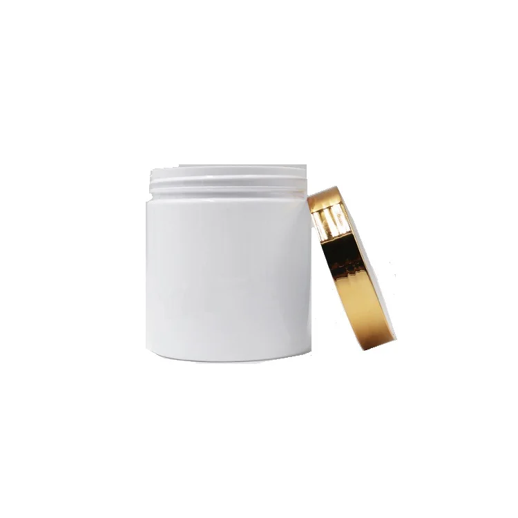 

200ml 250ml 300ml 400ml 500ml cosmetic packaging clear big volume pet plastic cream jar with silver gold eleplating cap