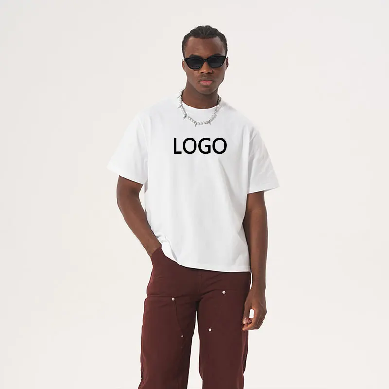 

Custom screen print Heavyweight 100% Cotton tshirt High Quality 240GSM Plain pro club Streetwear boxy fit Oversized Men T Shirt
