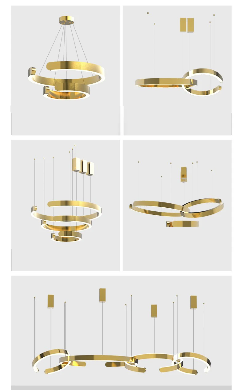Modern living room chandelier Nordic semicircle circle creative bedroom dining room stainless steel light luxury lamps