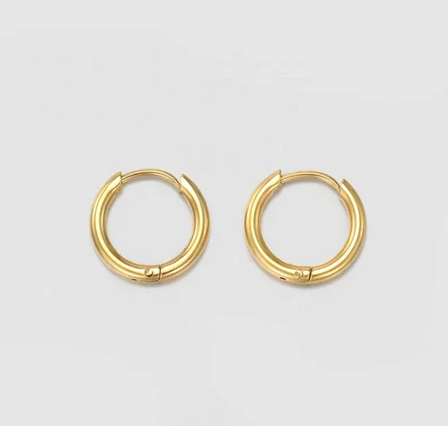 

eManco Stainless Steel Ear Buckle Minimalist Earrings Trendy Gold Plated Jewelry Wholesale Circle Hoop Earrings 8 10 14mm