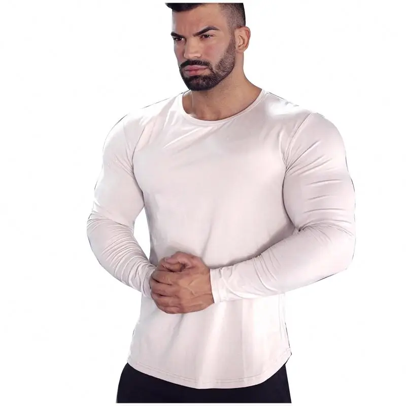 Custom Logo Activewear Men Gym Wear Fitness Quick Dry Long Sleeve T-Shirt