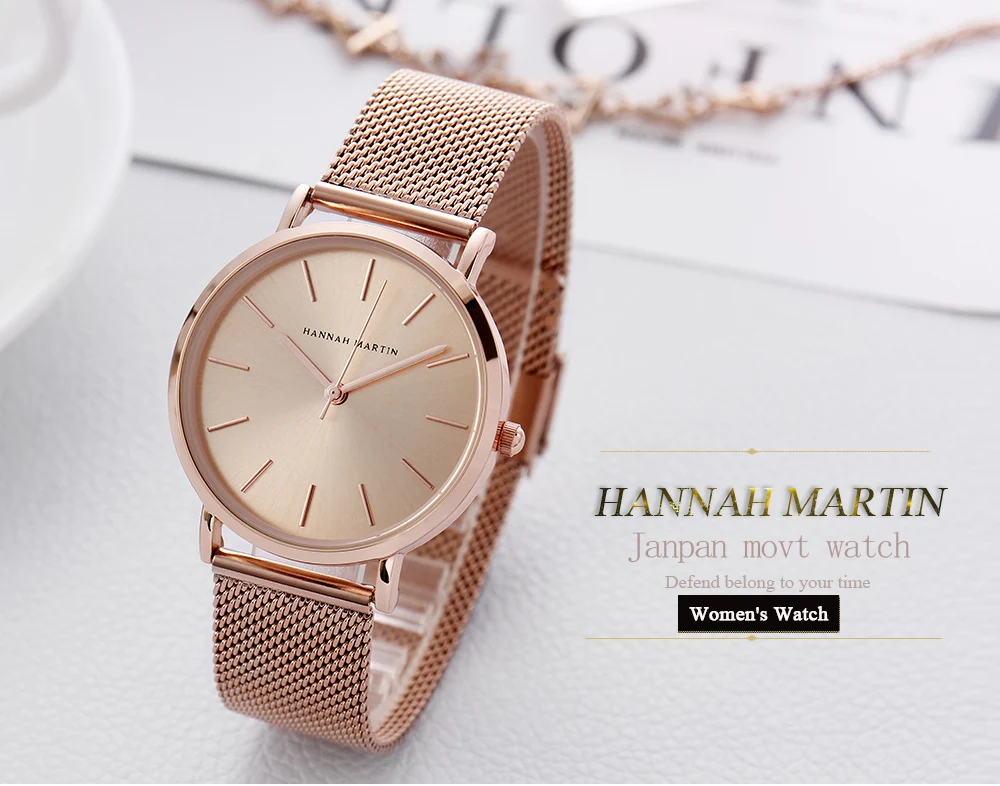 watch fashion mesh stainless steel bracelet custom logo private label lady  minimalist watch