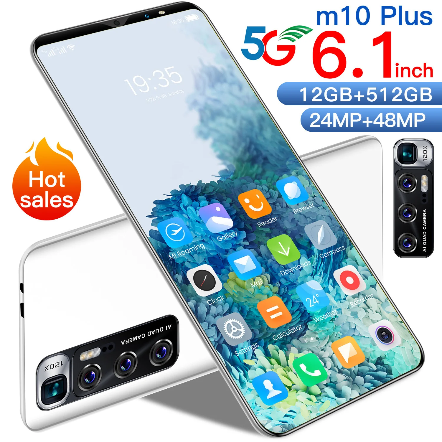 

2021 New Model M10 Plus Smartphone 12GB+512GB Mobile Phones Android Dual SIM Face Recognition Cellphones